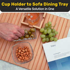 Couch Arm Tray Wooden Sofa Cup Holder Anti-Slip Clip On Side Table Drink Coaster Organizer For Eating/Drinks/Snacks
